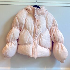 Missguided peach cropped puffer coat, size US6